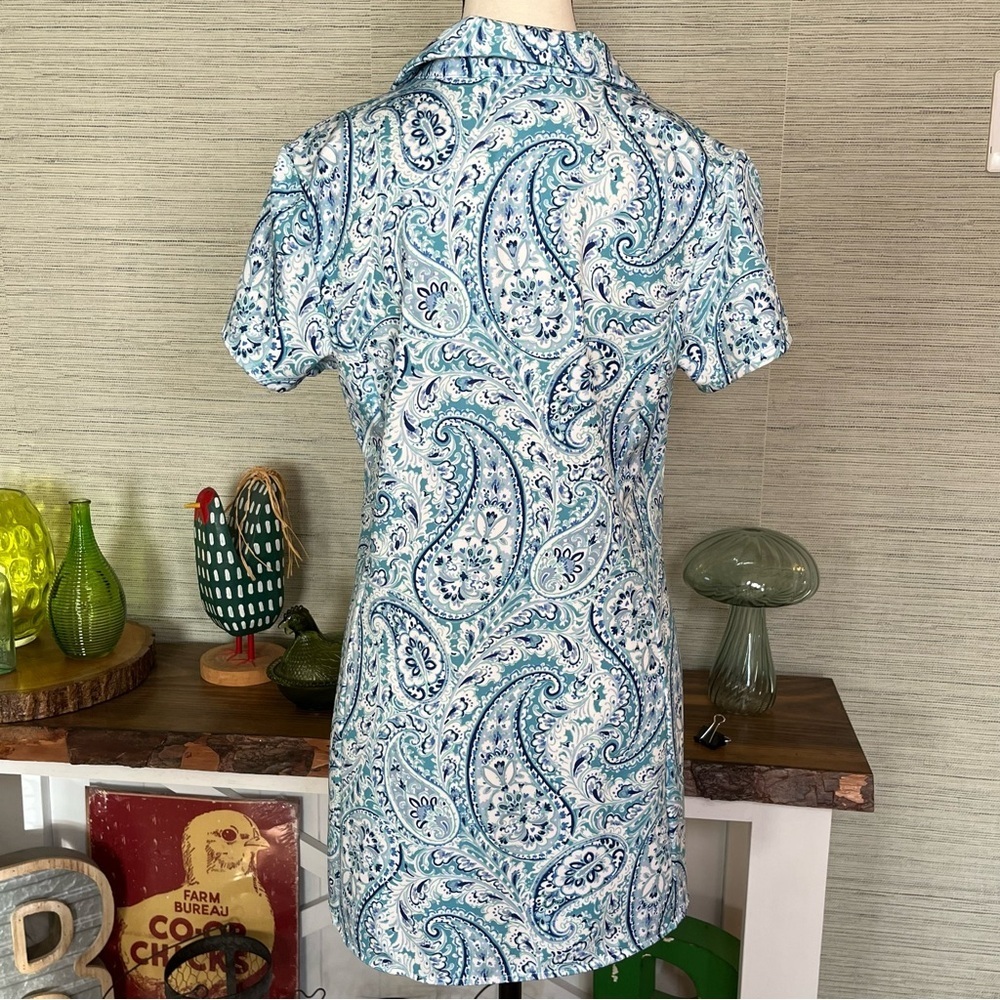 Sigrid Olsen Tennis/Golf Women’s Size Medium Blue Paisley Dress Zip Pockets - Picture 8 of 9